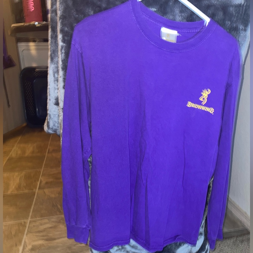 MEDIUM | Browning | Purple Long Sleeve Tee with Yellow Logo